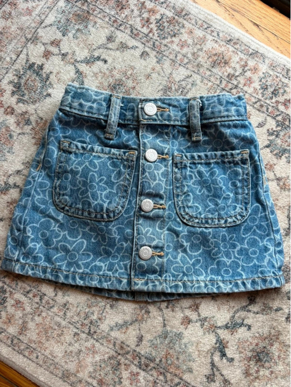 2T Denim Floral Button Down Skirt Old Navy